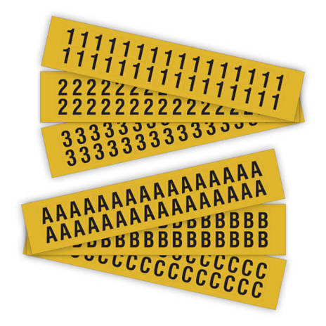 Selbstklebende Ziffern & Buchstaben - Gelb/Schwarz - 25 mm - Größe: 2,2 x 3,8 cm - Zahl 6